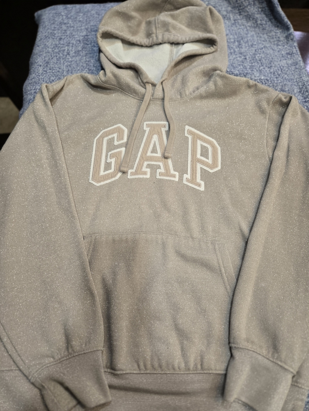 GAP Women's Hooded Sweatshirt in Taupe with Logo Size S